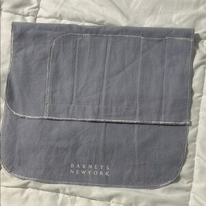 3 Barneys New York Light Gray Quilted Flatware Travel Pouch with Silver Trim